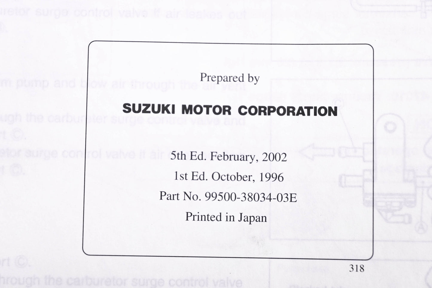 OEM Suzuki 99500-38034-03E VZ800 Service Manual