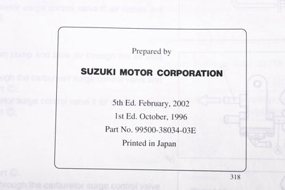 OEM Suzuki 99500-38034-03E VZ800 Service Manual