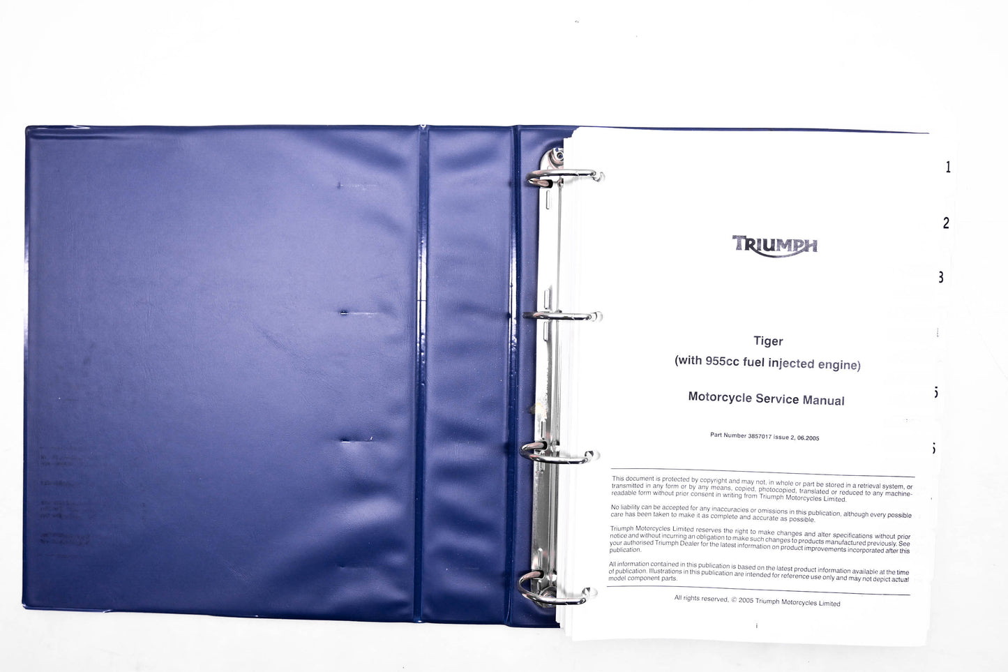 OEM Triumph T3857017 Tiger 955cc Motorcycle Service Manual