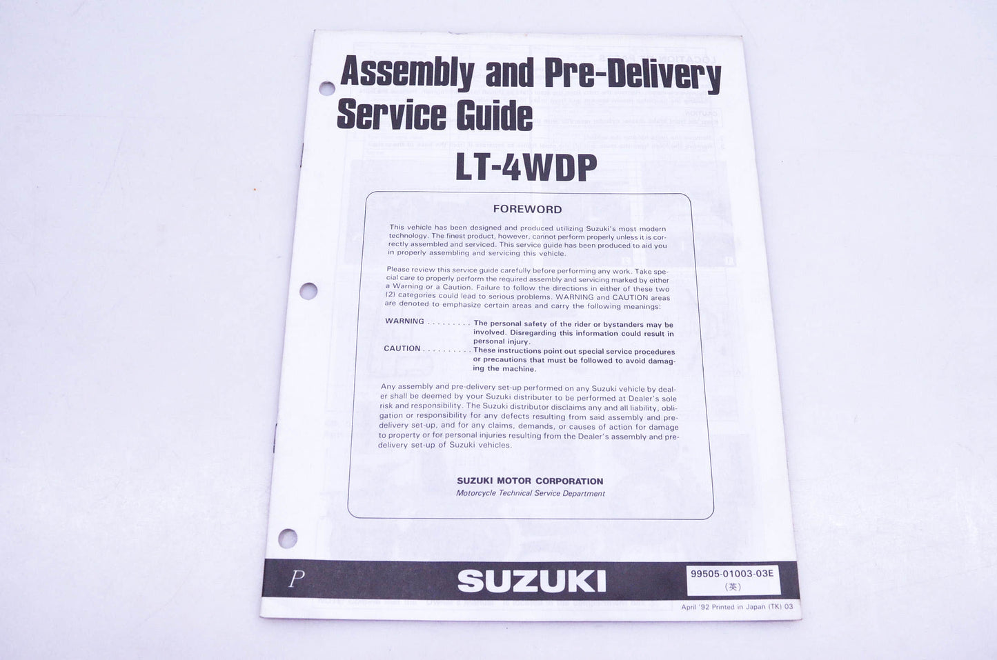 OEM Suzuki 99505-01003-03E LT-4WDP Assembly Service Guide