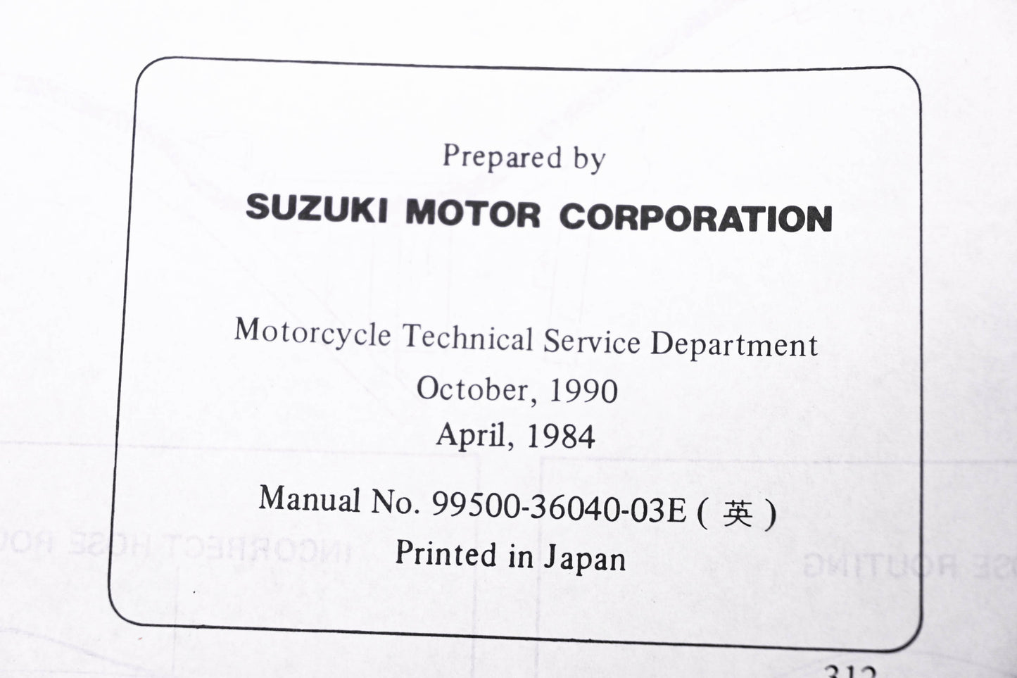 OEM Suzuki 99500-36040-03E GV700GL Service Manual