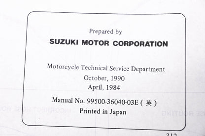 OEM Suzuki 99500-36040-03E GV700GL Service Manual