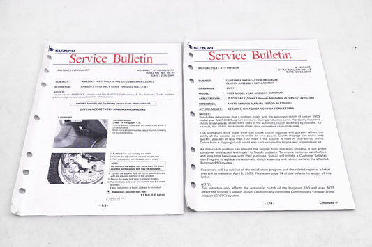 OEM Suzuki 05-39, 11 Service Bulletins AN650