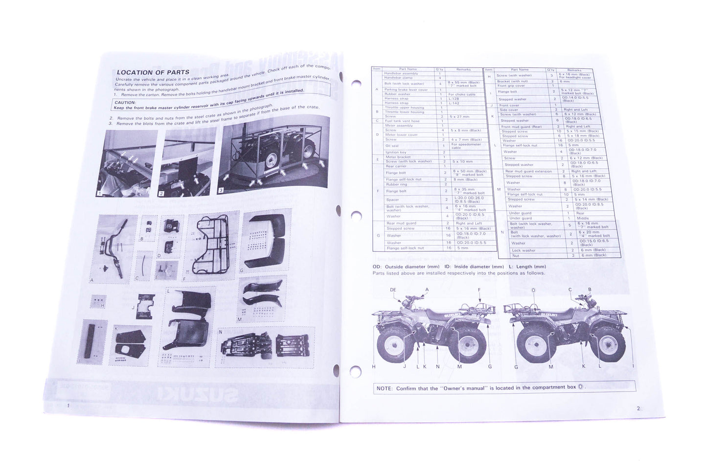 OEM Suzuki 99505-01073-03E LT-F4WDXP Assembly Service Guide