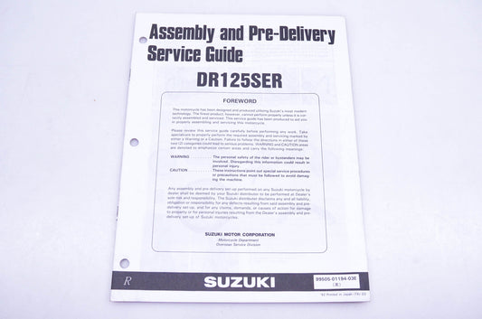 OEM Suzuki 99505-01194-03E DR125SER Assembly Service Guide