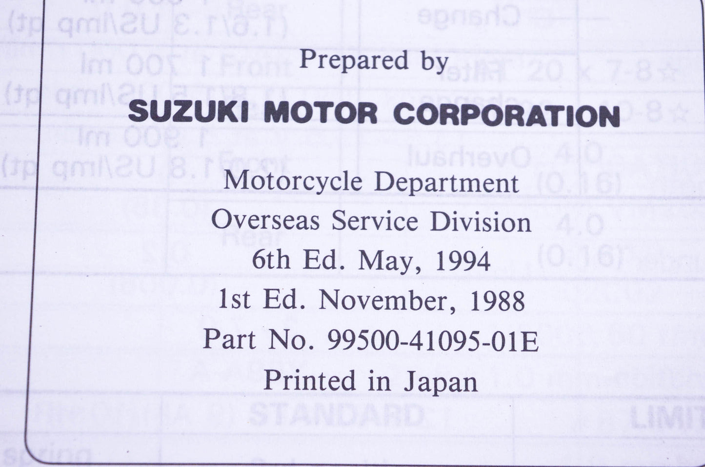 OEM Suzuki 99500-41095-01E LT160E Service Manual