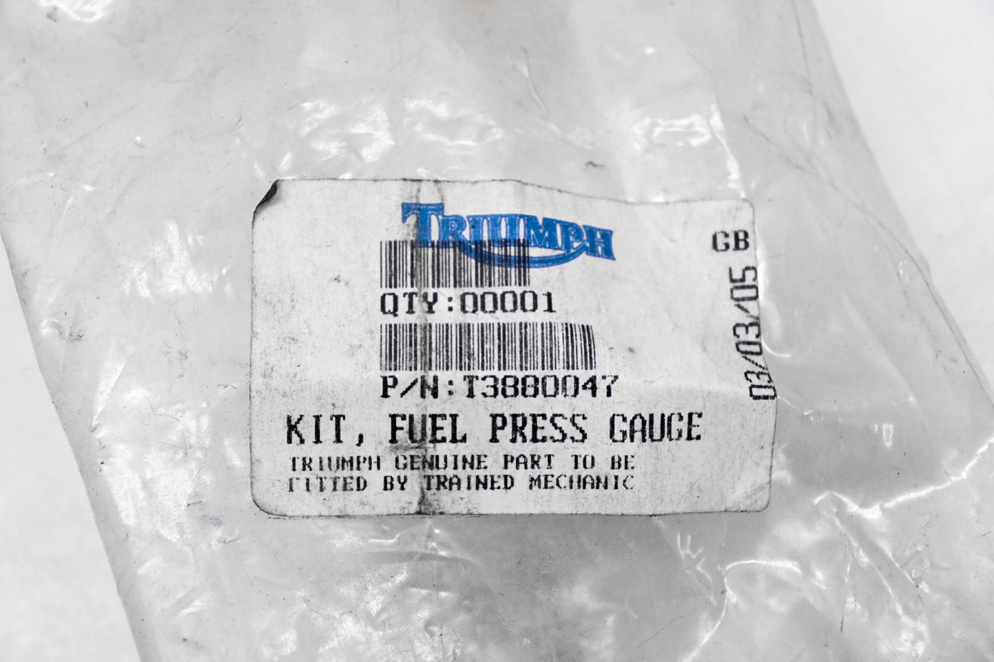 New OEM Triumph T3880047 Fuel Pressure Gauge Kit NOS