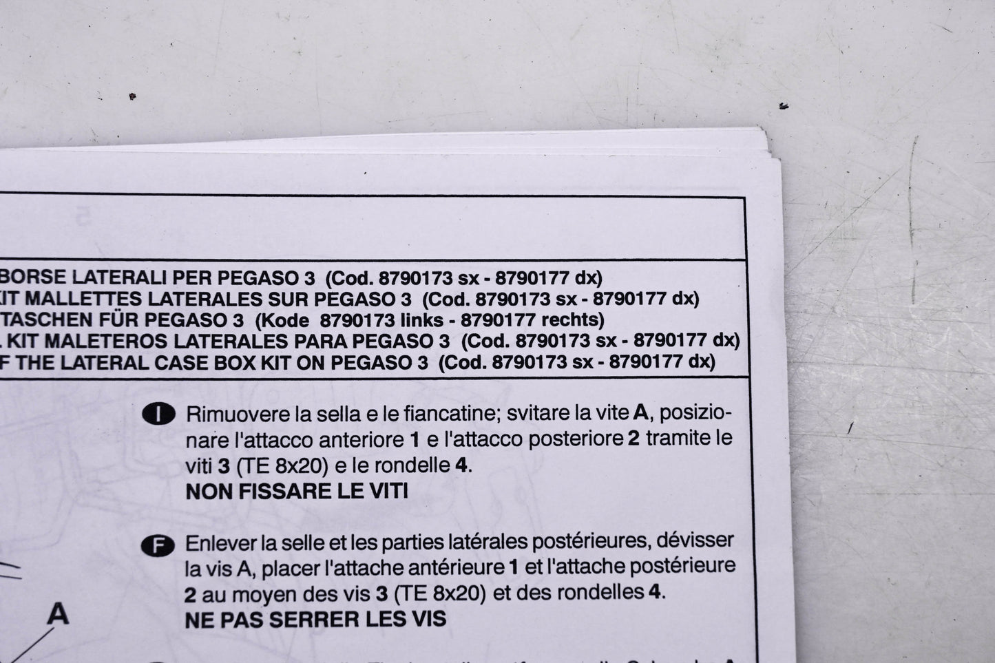 Aprilia 8790173, 8790177 Silver Pegaso Lateral Case Side Pannier Kit NOS