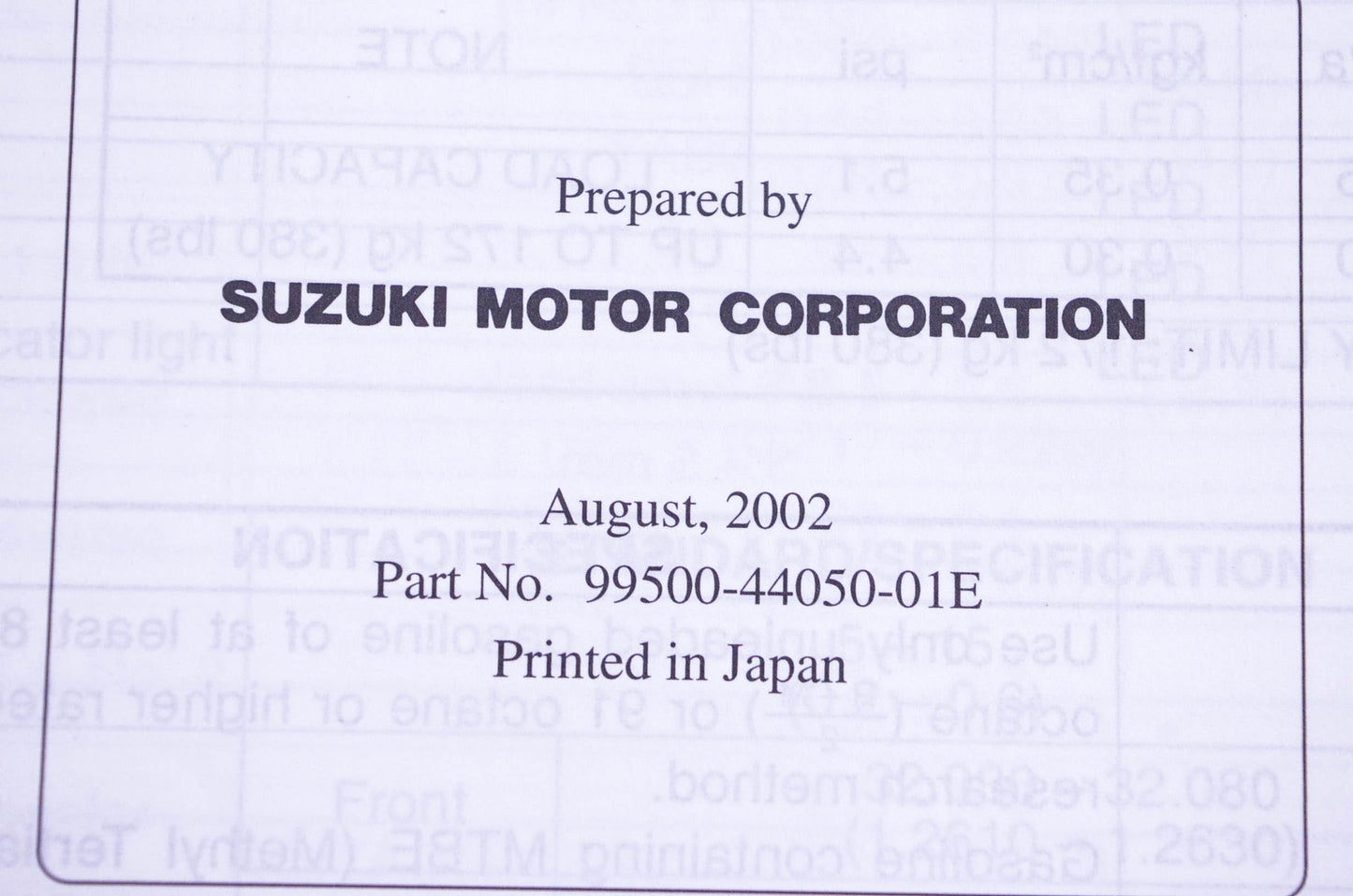 OEM Suzuki 99500-44050-01E LT-F500F K3 Service Manual