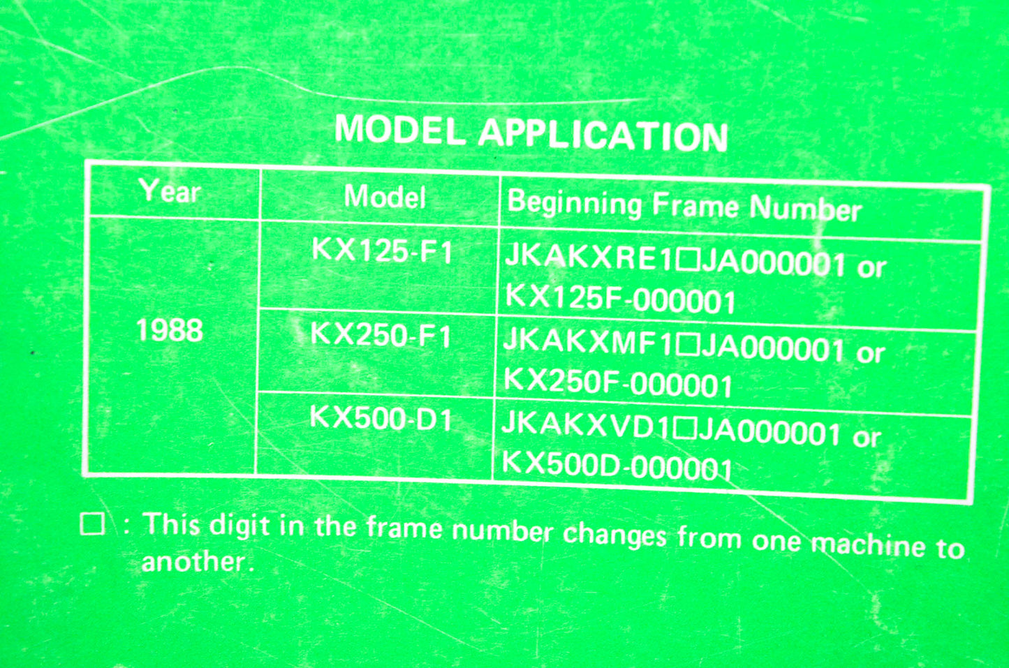 OEM Kawasaki 99924-1101-01 KX125/250/500 Service Manual