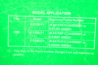 OEM Kawasaki 99924-1101-01 KX125/250/500 Service Manual