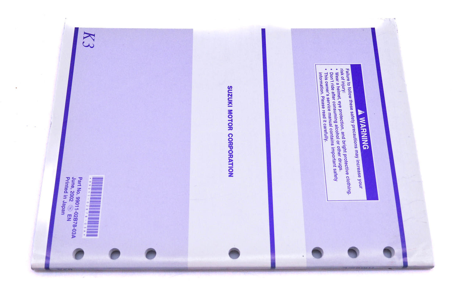 OEM Suzuki 99011-02B78-03A RM85/L K3 Service Manual