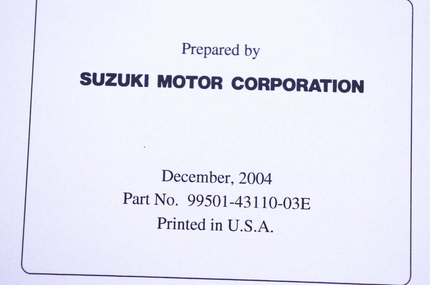 OEM Suzuki 99501-43110-03E DR-Z400SM K5 Supplementary Service Manual
