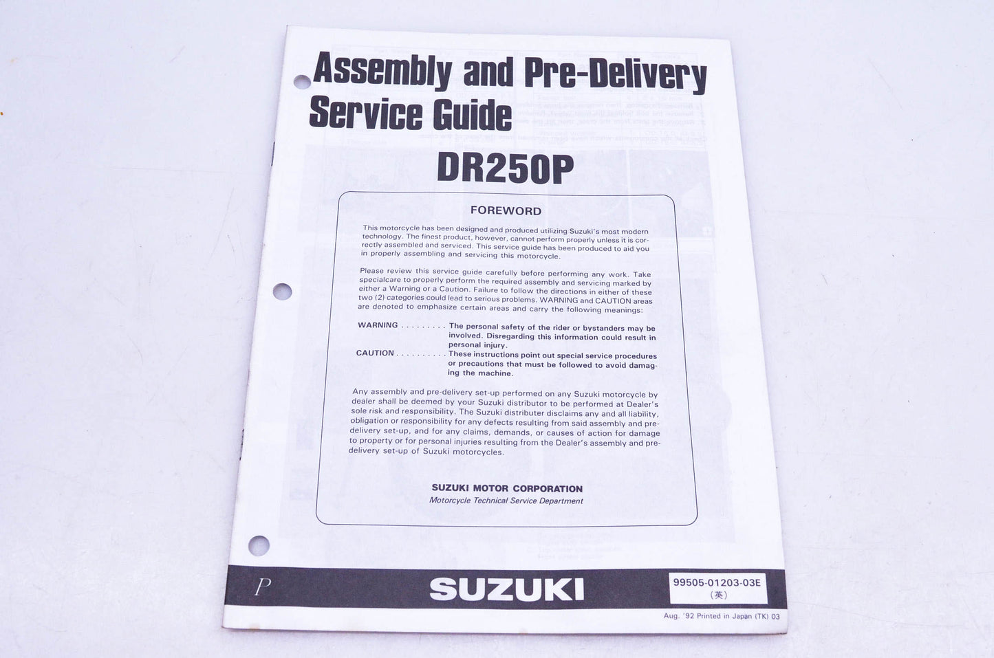 OEM Suzuki 99505-01203-03E DR250P P Assembly Service Guide