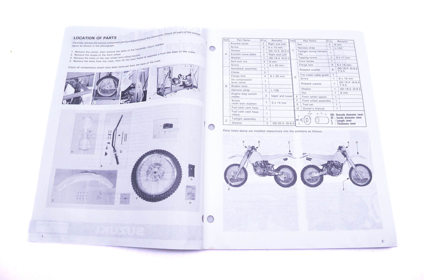 OEM Suzuki 99505-01145-03E DR350S S Assembly Service Guide