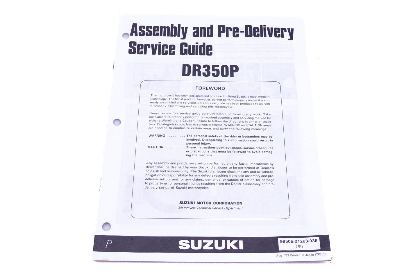 OEM Suzuki 99505-01263-03E DR350P P Assembly Service Guide