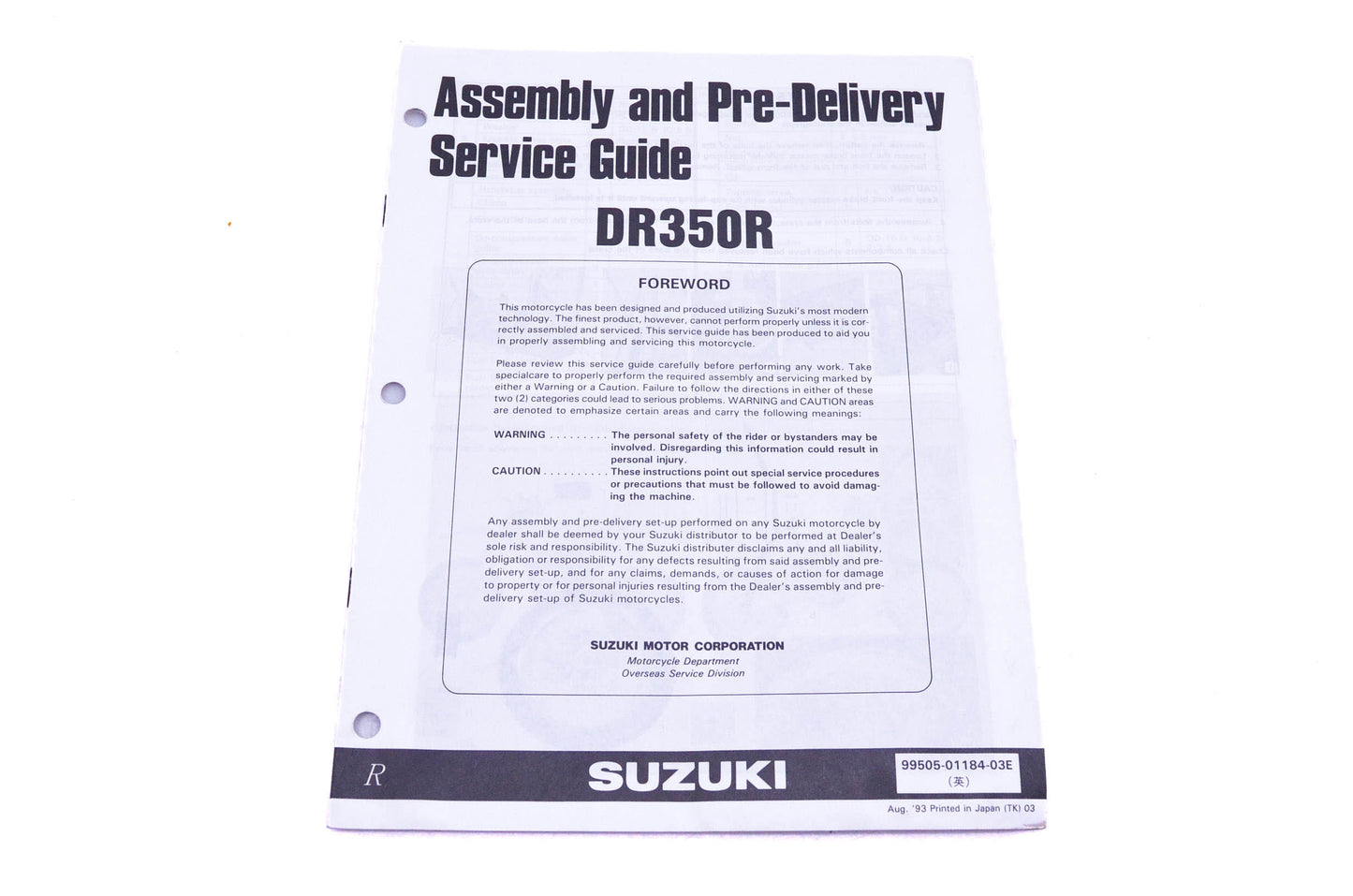 OEM Suzuki 99505-01184-03E DR350R R Assembly Service Guide