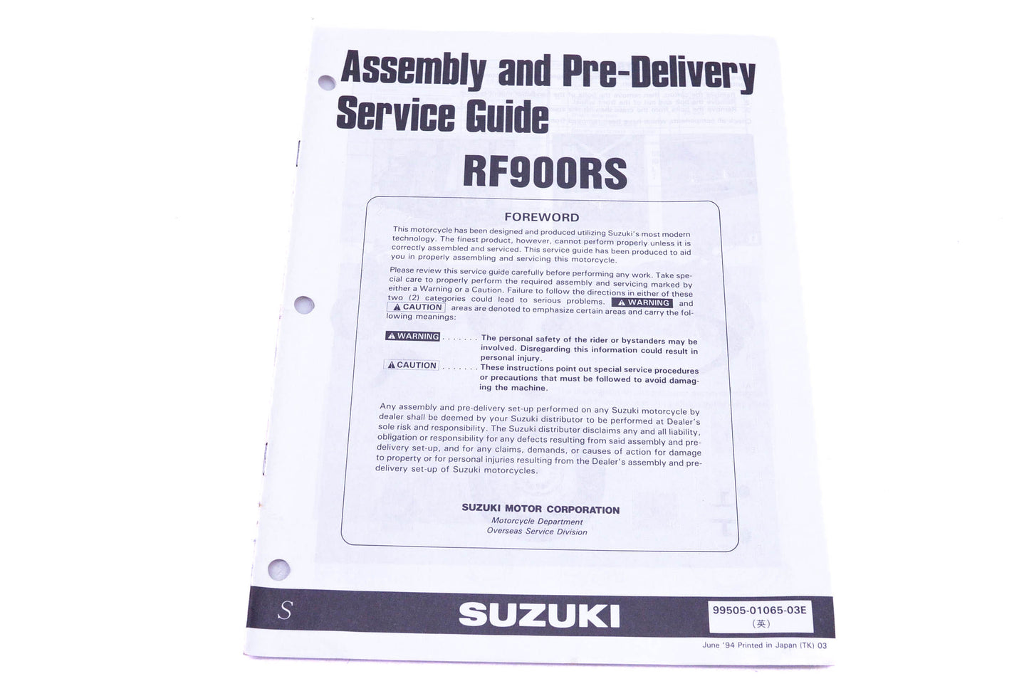 OEM Suzuki 99505-01065-03E RF900RS S Assembly Service Guide