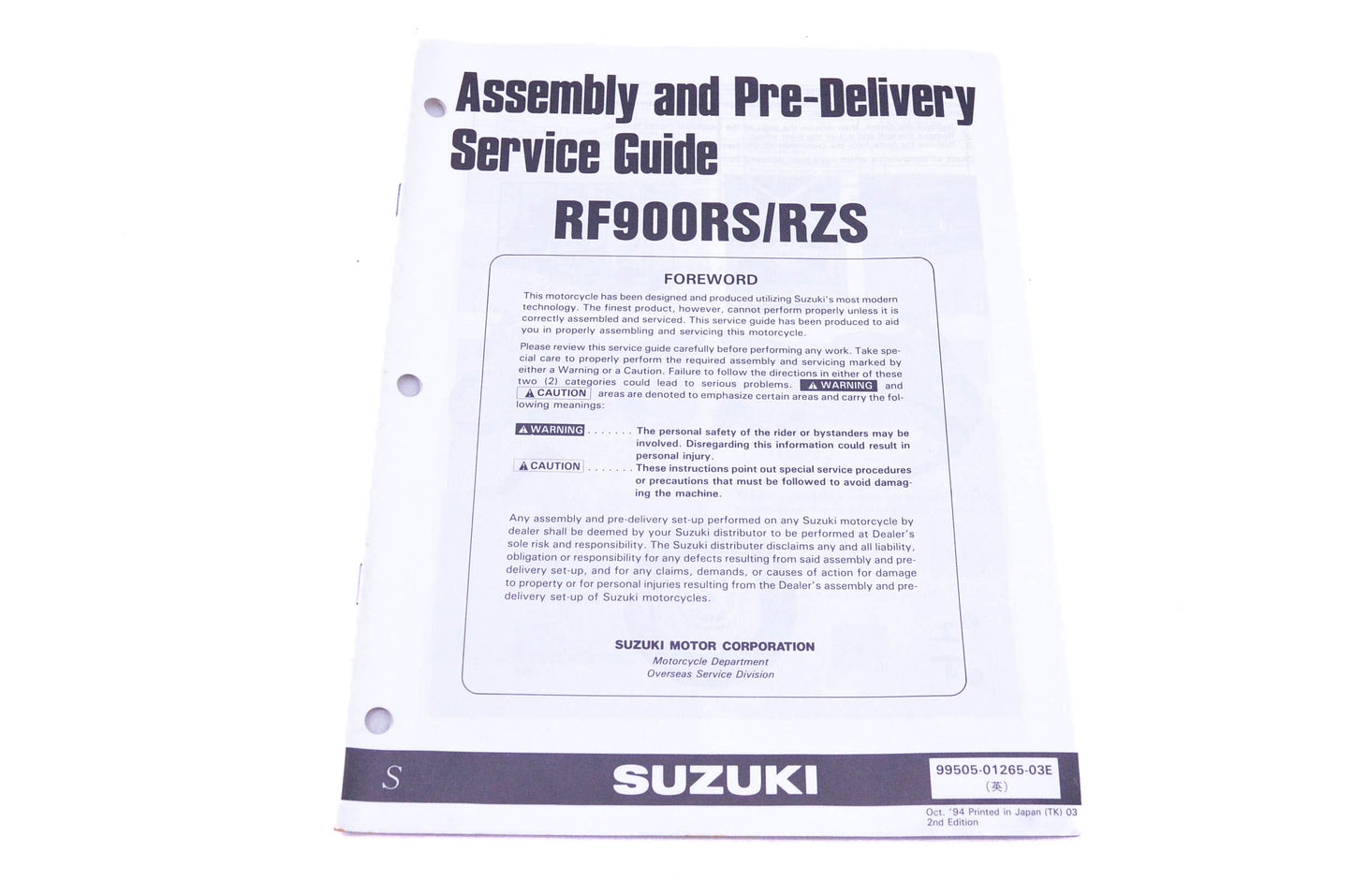 OEM Suzuki 99505-01265-03E RF900RS/RZS S Assembly Service Guide