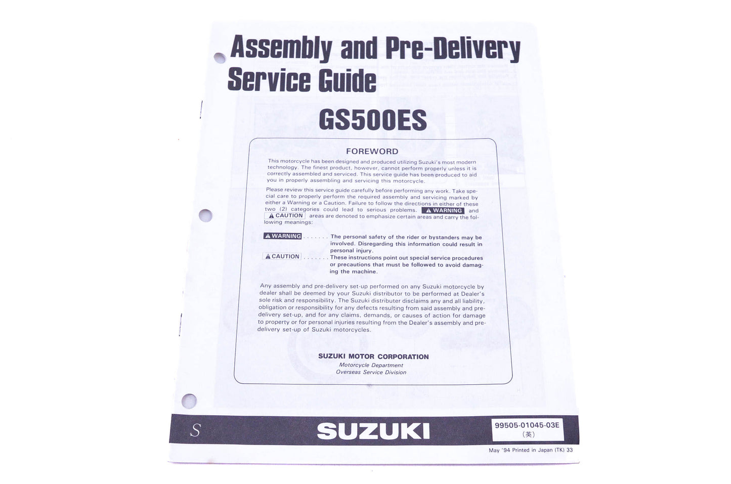 OEM Suzuki 99505-01045-03E GS500ES S Assembly Service Guide