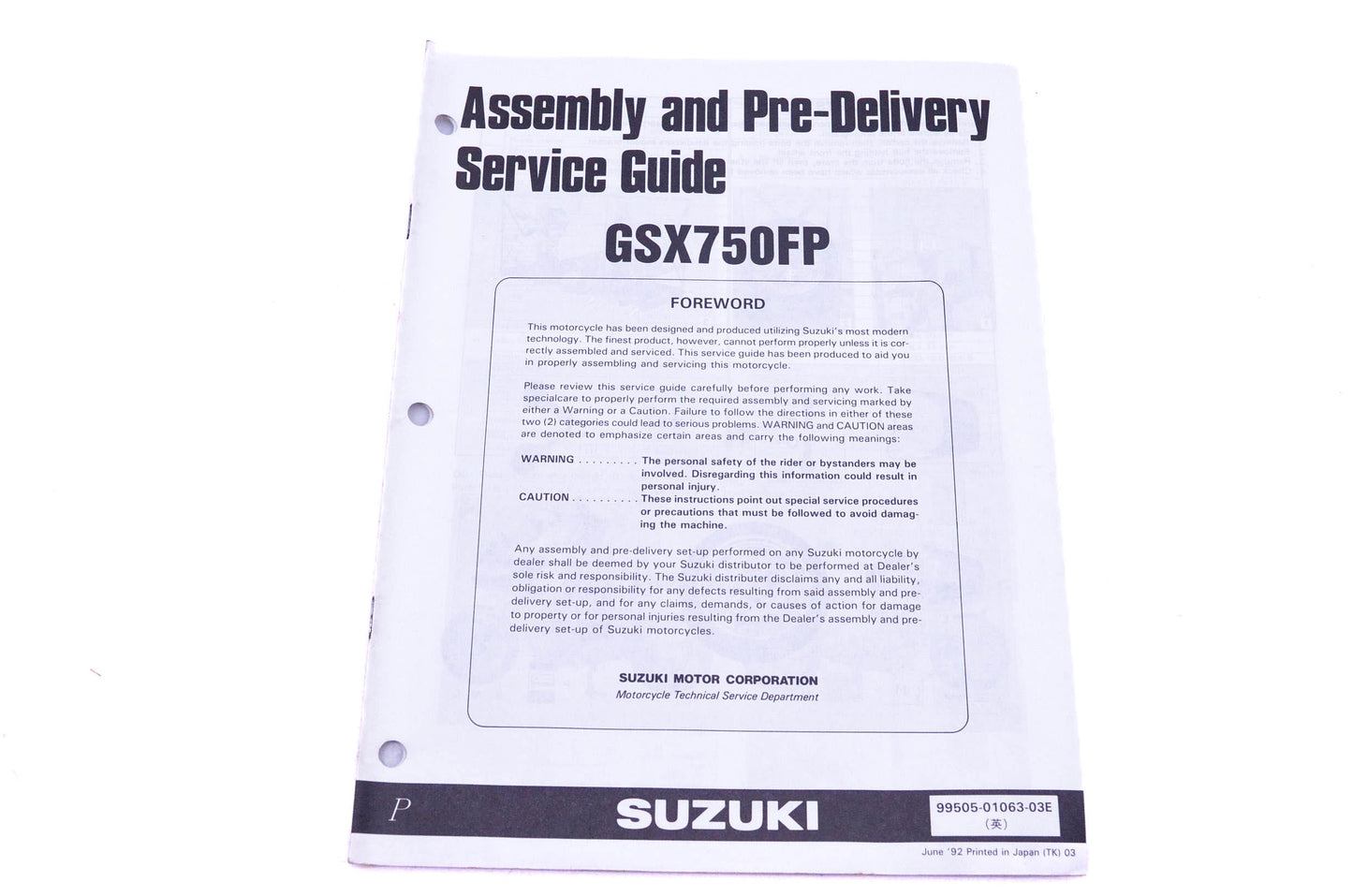 OEM Suzuki 99505-01063-03E GSX750FP P Assembly Service Guide
