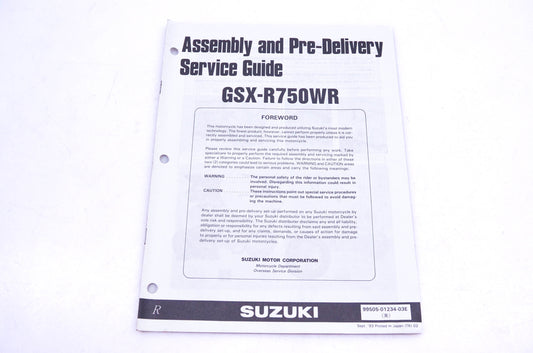 OEM Suzuki 99505-01234-03E GSX-R750WR R Assembly Service Guide