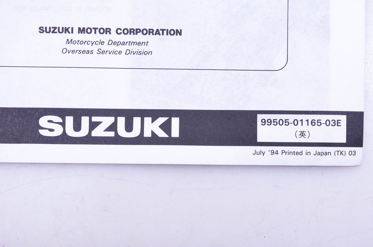 OEM Suzuki 99505-01165-03E GSX-R750WS S Assembly Service Guide