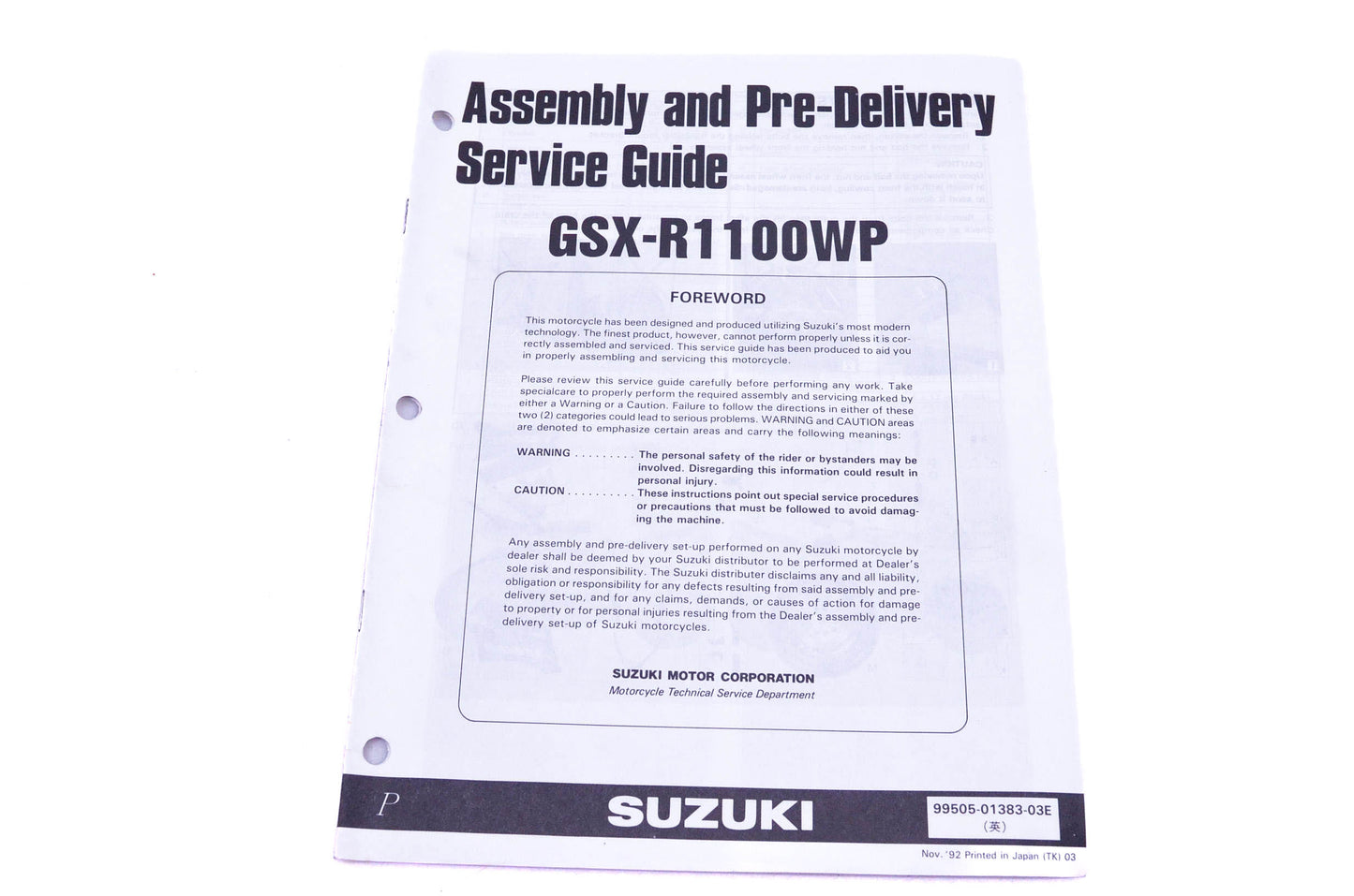 OEM Suzuki 99505-01383-03E GSX-R1100WP P Assembly Service Guide