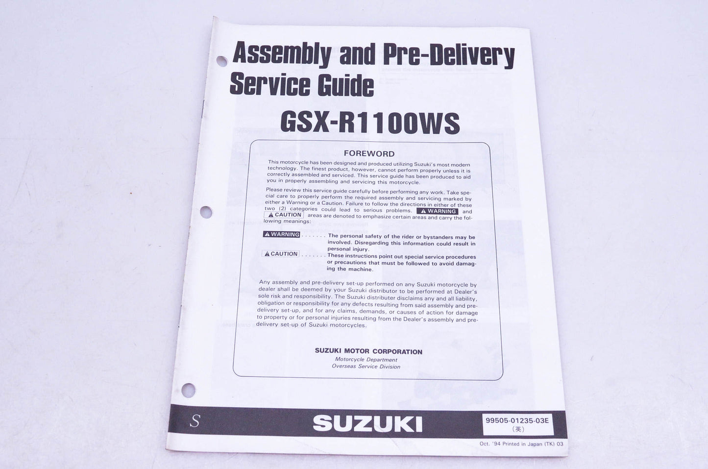 OEM Suzuki 99505-01235-03E GSX-R1100WS S Assembly Service Guide