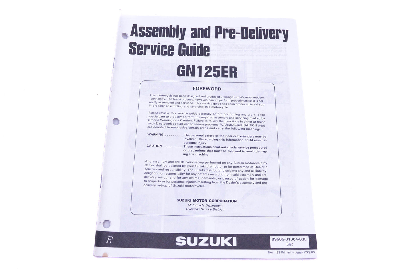 OEM Suzuki 99505-01004-03E GN125ER R Assembly Service Guide