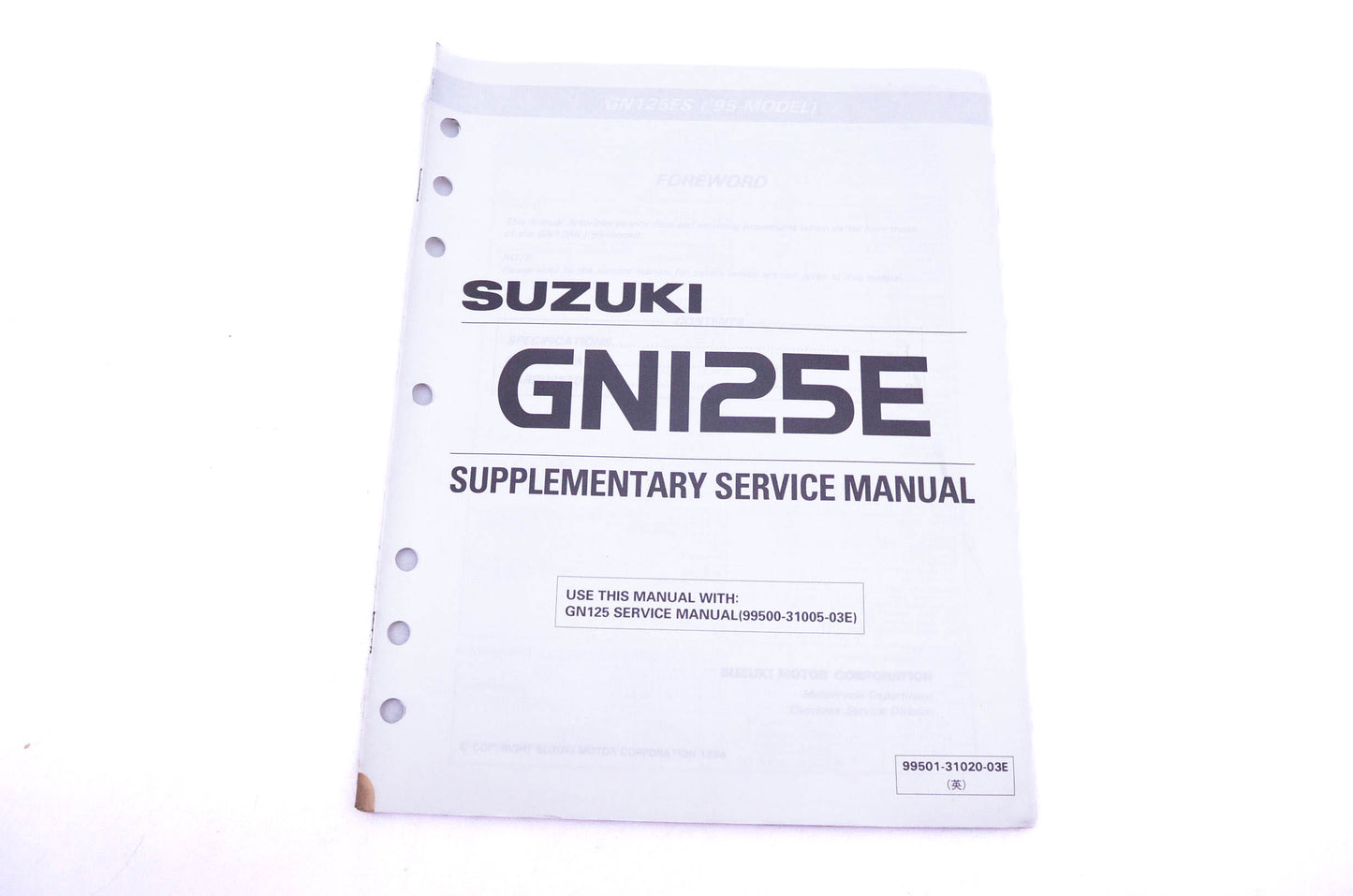 OEM Suzuki 99501-31020-03E GN125E Supplementary Service Manual