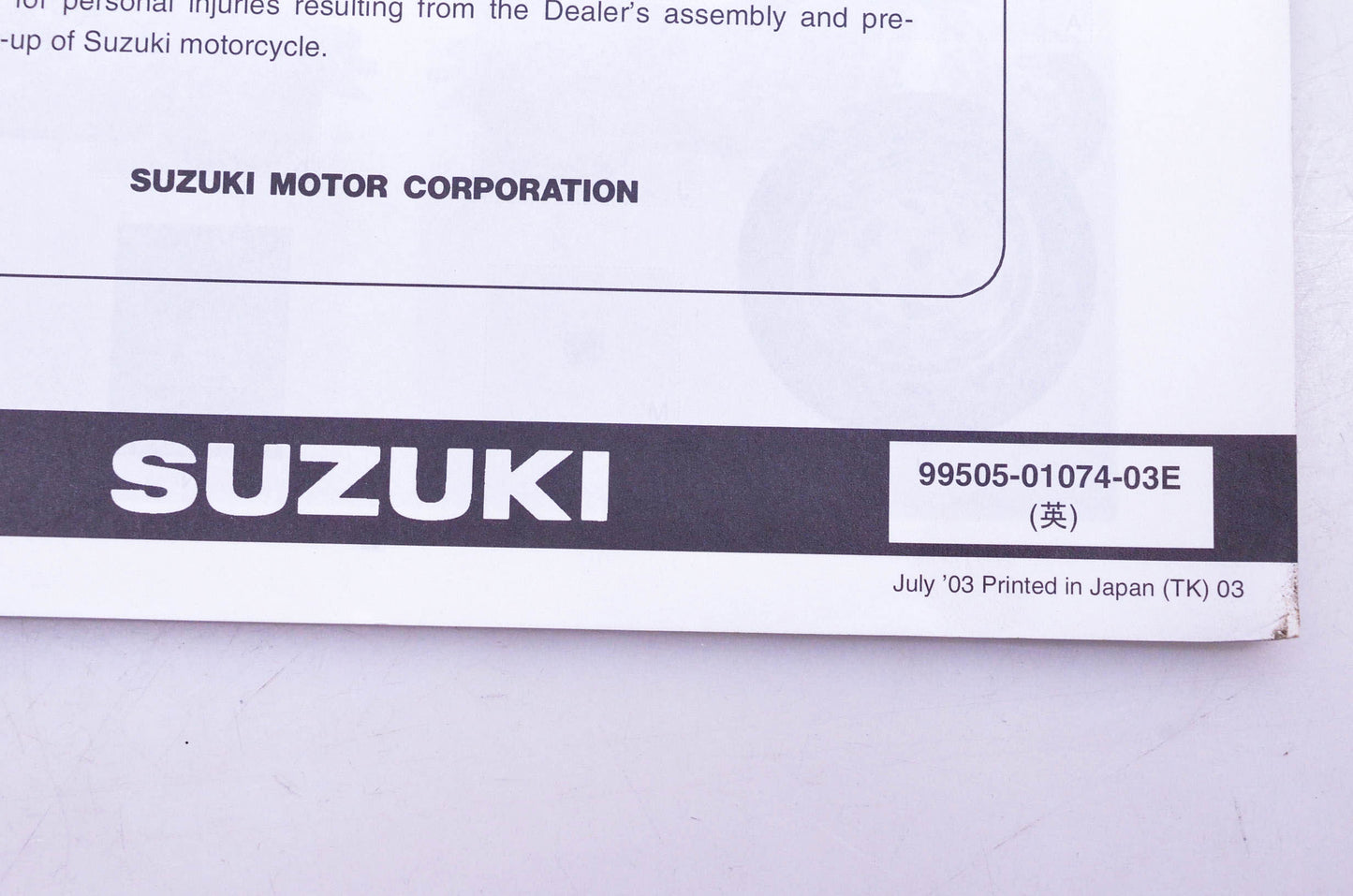 OEM Suzuki 99505-01074-03E VL1500K4 K4 assembly Service Guide