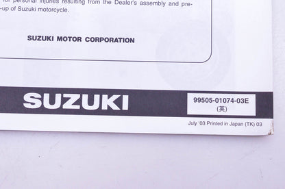 OEM Suzuki 99505-01074-03E VL1500K4 K4 assembly Service Guide