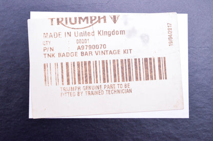 New OEM Triumph A9790070 Fuel Tank Badge Bar Kit NOS