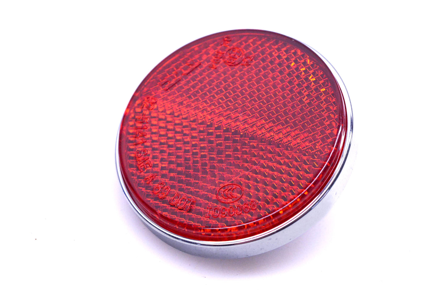 Aftermarket 02 1394, 92-5141, I090068 Round 2.25" Red Reflector w/ Chrome Mounting Plate NOS