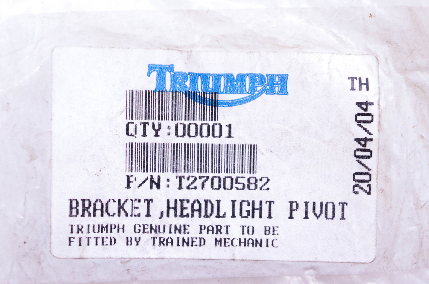 New OEM Triumph T2700582 Headlight Pivot Bracket NOS