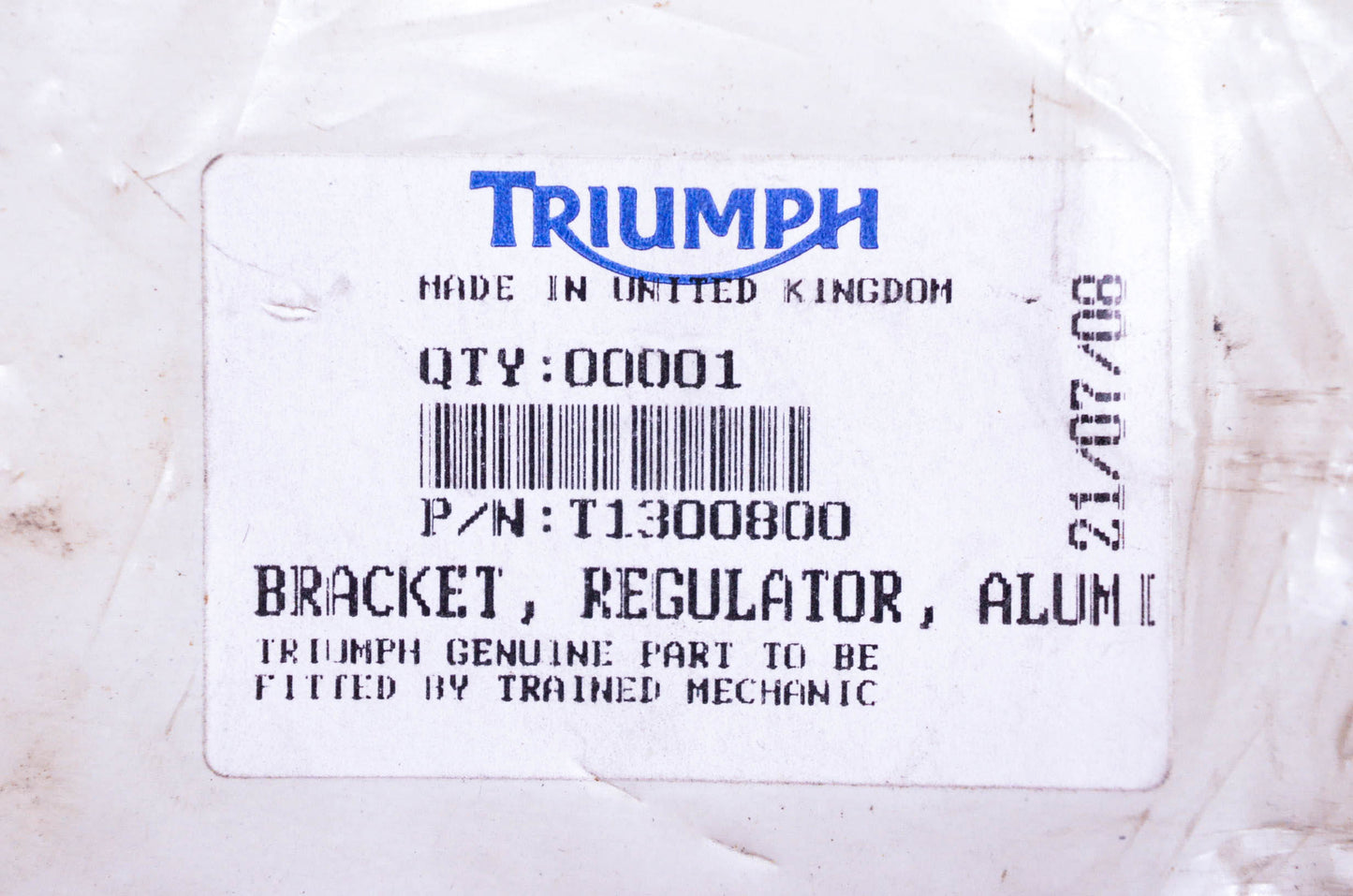 New OEM Triumph T1300800 Aluminum Regulator Bracket Kit NOS