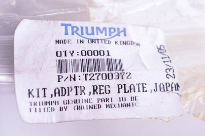 New OEM Triumph T2700372 Japanese Registration Plate Adapter Kit NOS