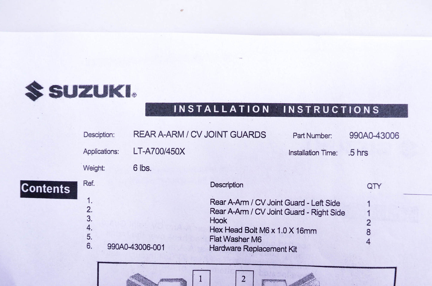 New OEM Suzuki 990A0-43006 Rear A-Arm CV Joint Guard Kit NOS
