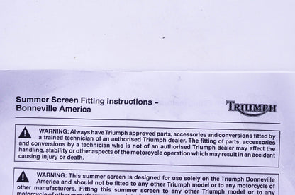 New OEM Triumph A9918018 Summer Screen Kit NOS
