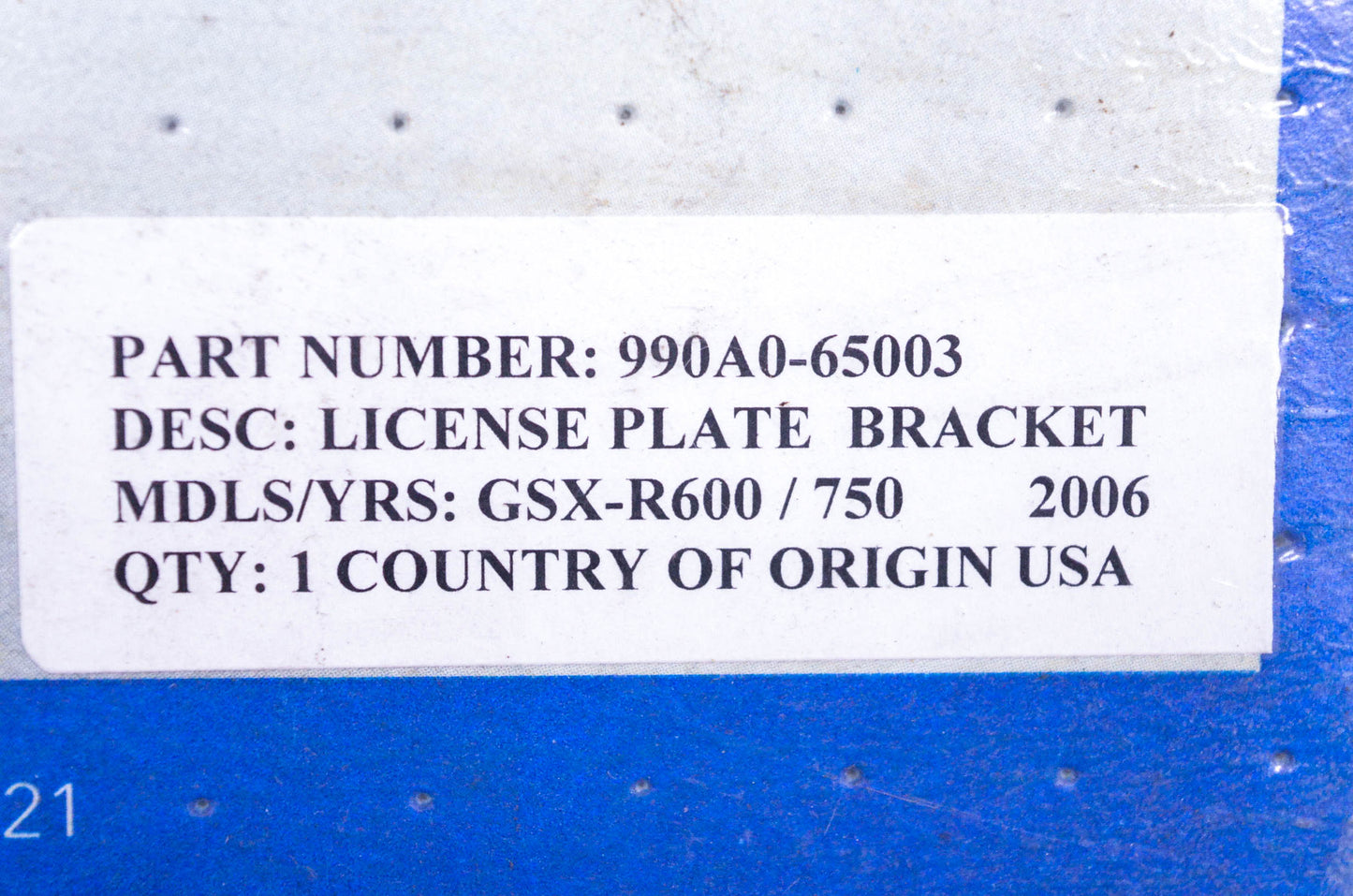 New OEM Suzuki 990A0-65003 License Plate Bracket Kit NOS