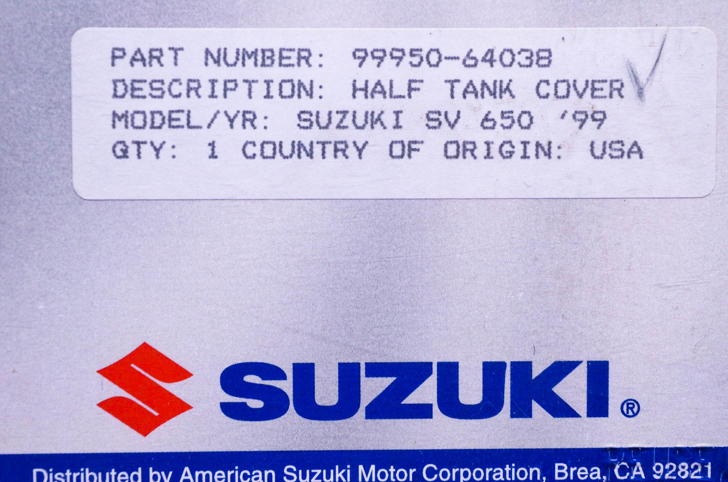 New OEM Suzuki 99950-64038 Half Tank Cover NOS