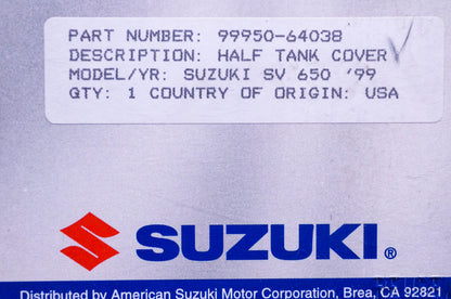 New OEM Suzuki 99950-64038 Half Tank Cover NOS