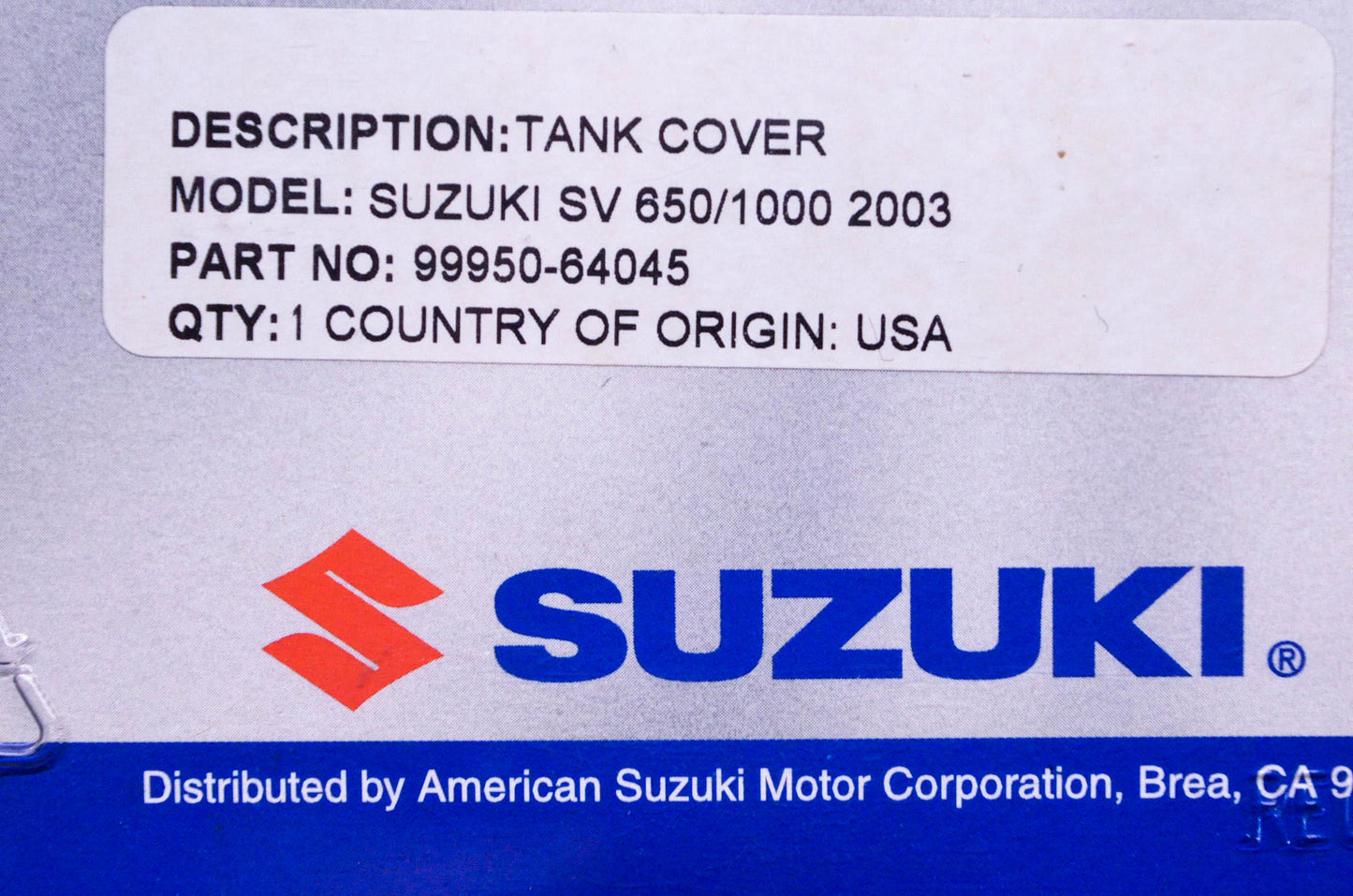 New OEM Suzuki 99950-64045 Tank Cover NOS