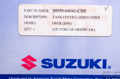New OEM Suzuki 99950-64041-CRB Carbon Fiber Tank Cover NOS