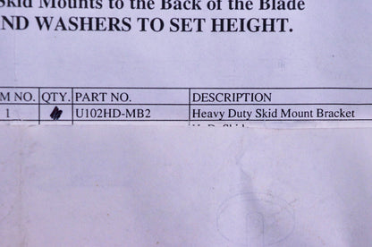 Cycle Country U102HD-MB2 Heavy Duty Skid Mount Bracket NOS