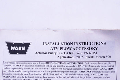 Warn 63851 Vinson-500 Actuator Pulley Bracket Kit NOS