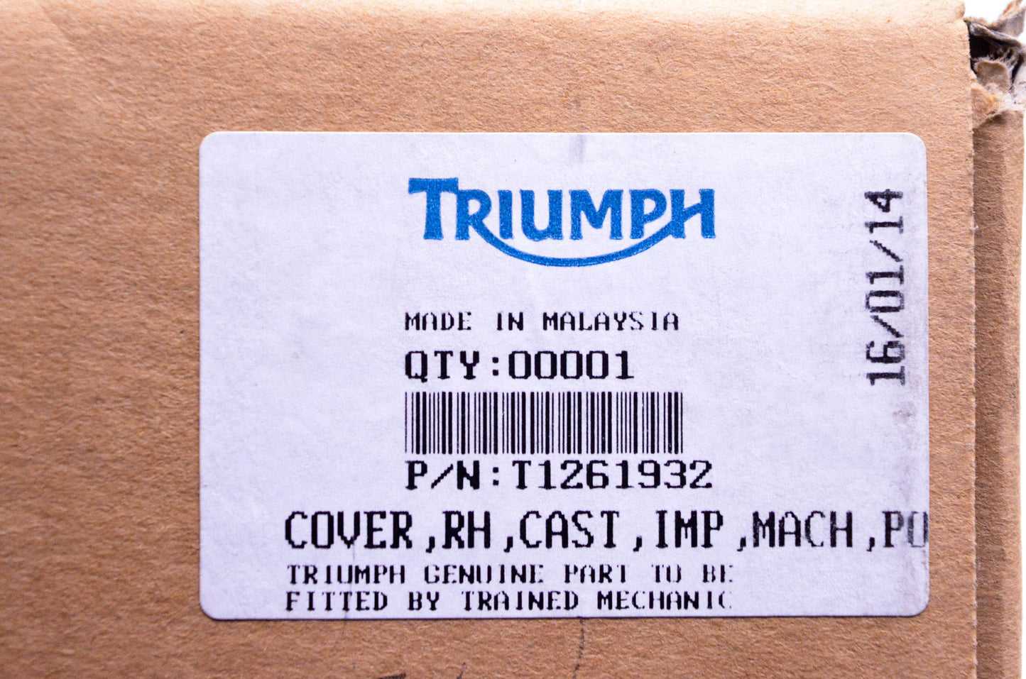 New OEM Triumph T1261932 Righthand Black Alternator Cover NOS