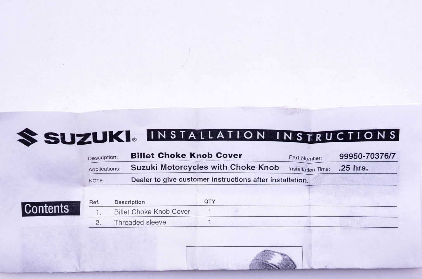 New OEM Suzuki 99950-70376 Billet Choke Knob Cover NOS