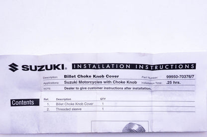 New OEM Suzuki 99950-70376 Billet Choke Knob Cover NOS